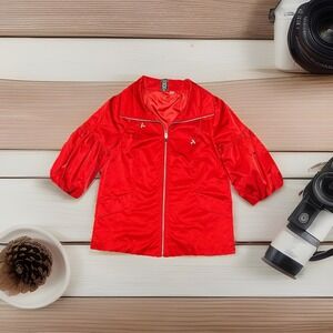 Marc Bouwer Jacket Size S Puff Sleeve Zip Front Evening Statement Designer Red